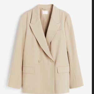 Double-Breasted Oversized Beige Blazer